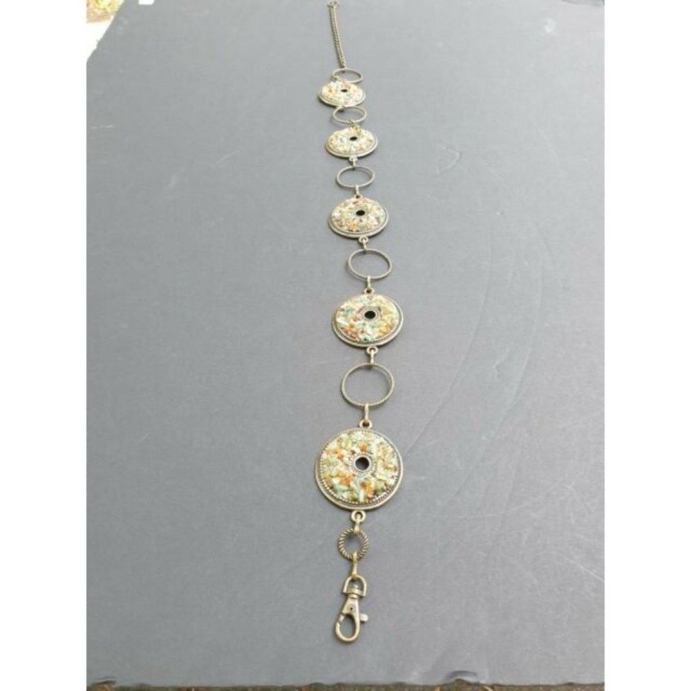 Womens Boho Silver Tone Belt W/ Medallion W/ Crushed Stone Accents Adjustable - Picture 7 of 12